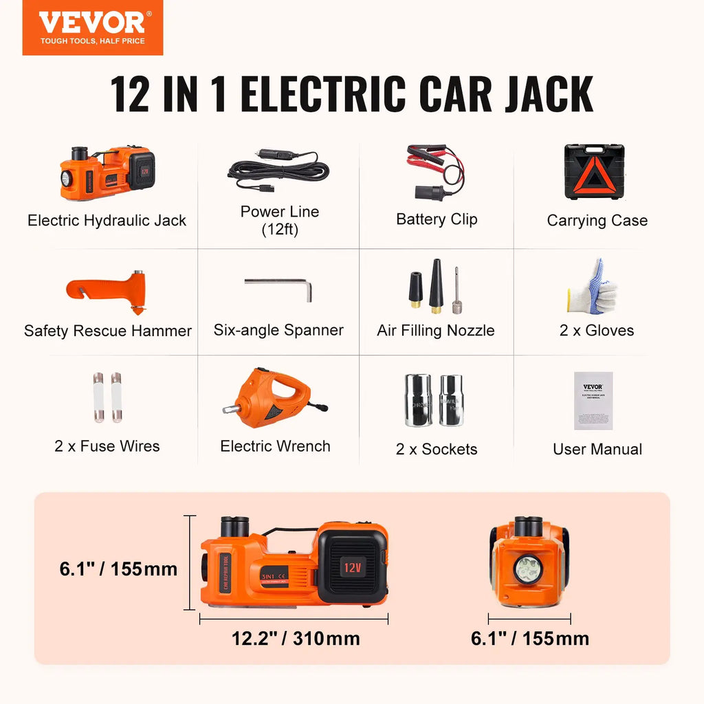 🔥[Hot sale]🔥5 Ton Electric Car Jack Kit with Impact Wrench & Air Pump