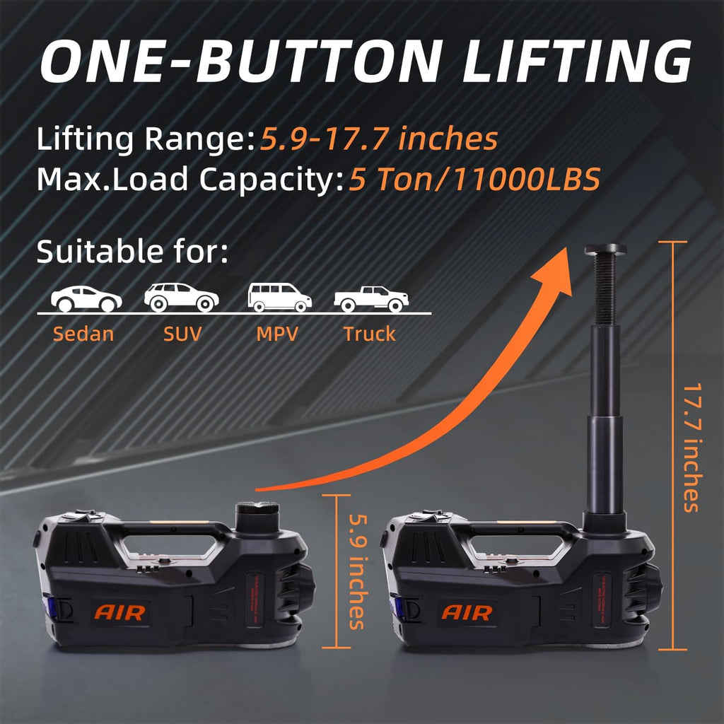 🔥[Hot sale]🔥STANDTALL Electric Car Jack 5 Ton 12V Floor Jack, Impact Wrench, Inflator