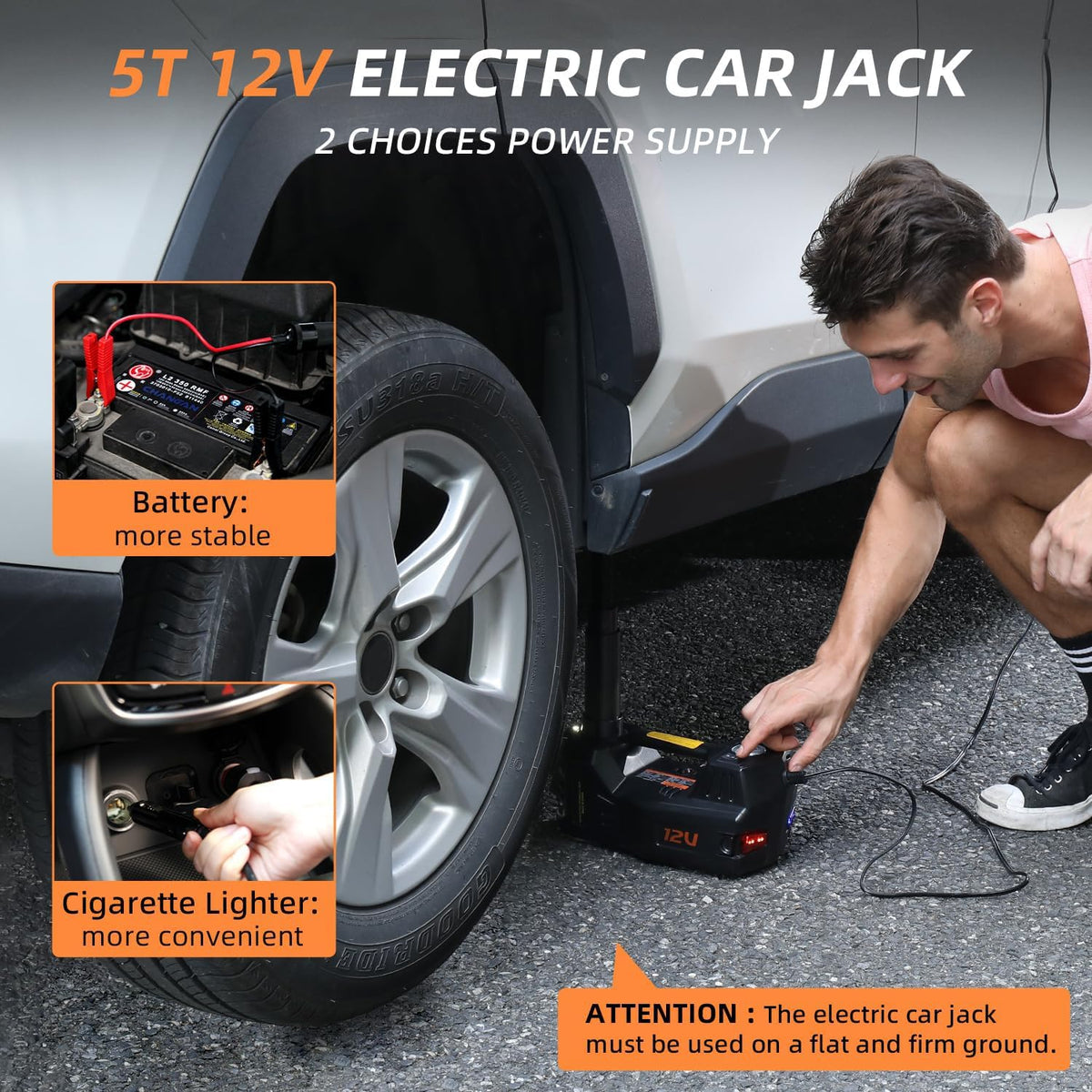 🔥[Hot sale]🔥STANDTALL Electric Car Jack 5 Ton 12V Floor Jack, Impact Wrench, Inflator