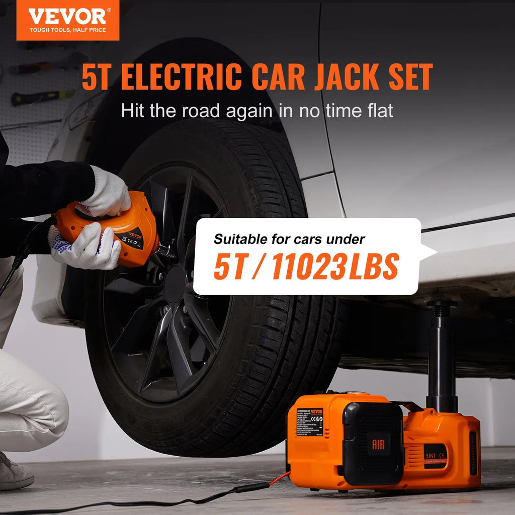 🔥[Hot sale]🔥5 Ton Electric Car Jack Kit with Impact Wrench & Air Pump